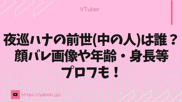 夜巡ハナの前世(中の人)は誰？顔バレ画像や年齢・身長等プロフも！
